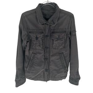 Abercrombie Fitch Jacket Women Large Gray Sentinel Military Full Zip Pocket Y2K